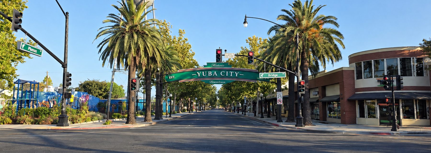 Historic downtown Yuba City, Plumas Street at Bridge Street