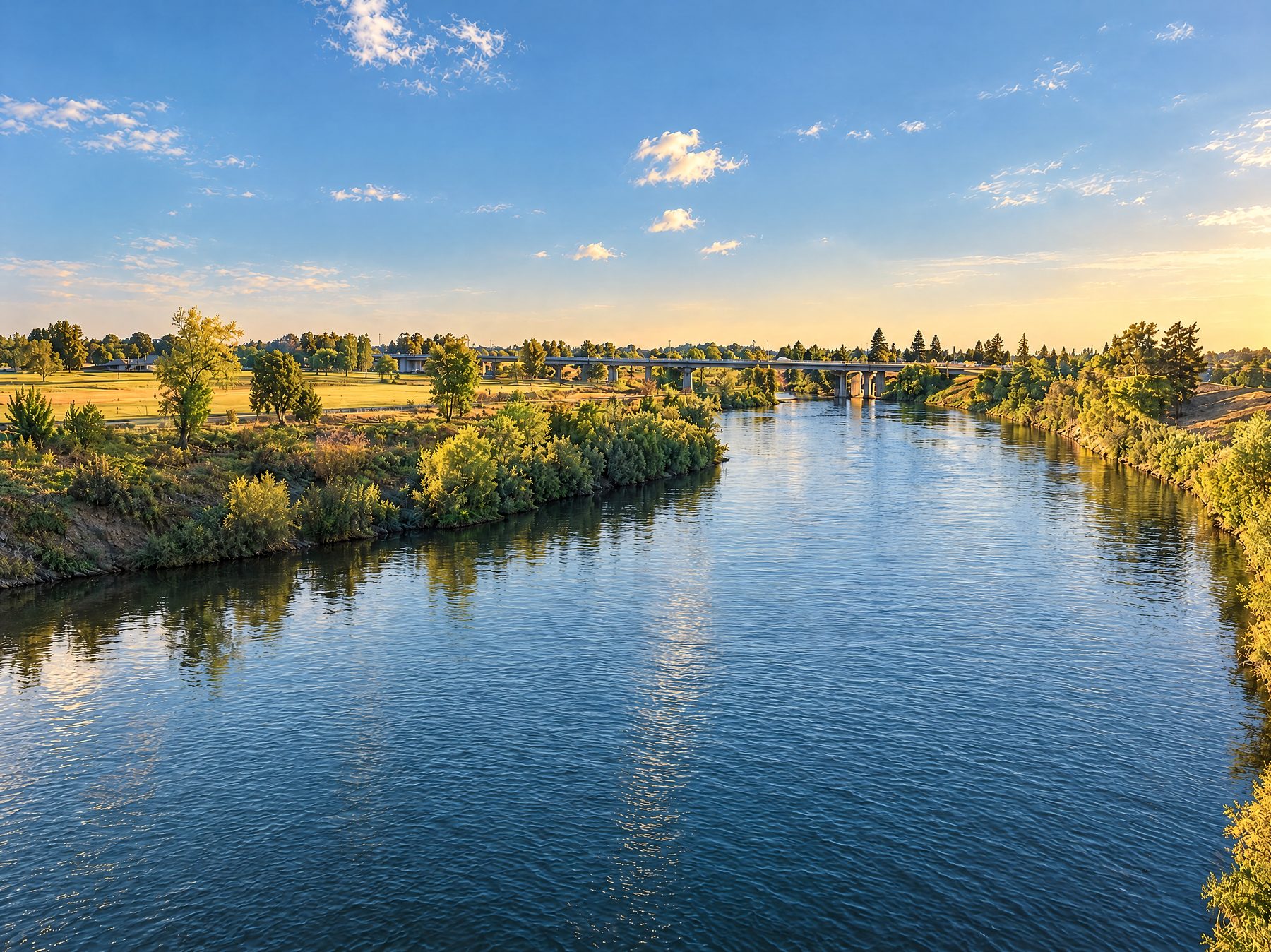 The Feather River at golden hour, Yuba City